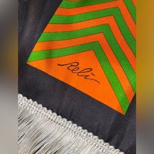 Vintage long “mod” silk scarf by Azner Reli